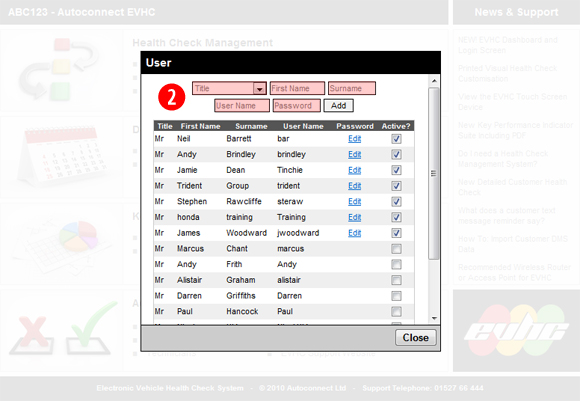 Adding a new user to EVHC