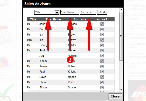 Adding a new sales advisor to EVHC