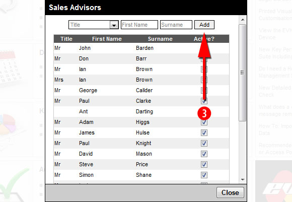 Adding a new sales advisor to EVHC