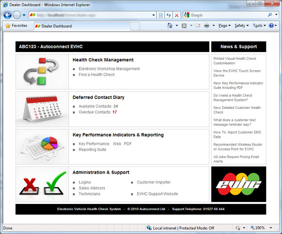 Electronic Vehicle Health Check Dealer Dashboard